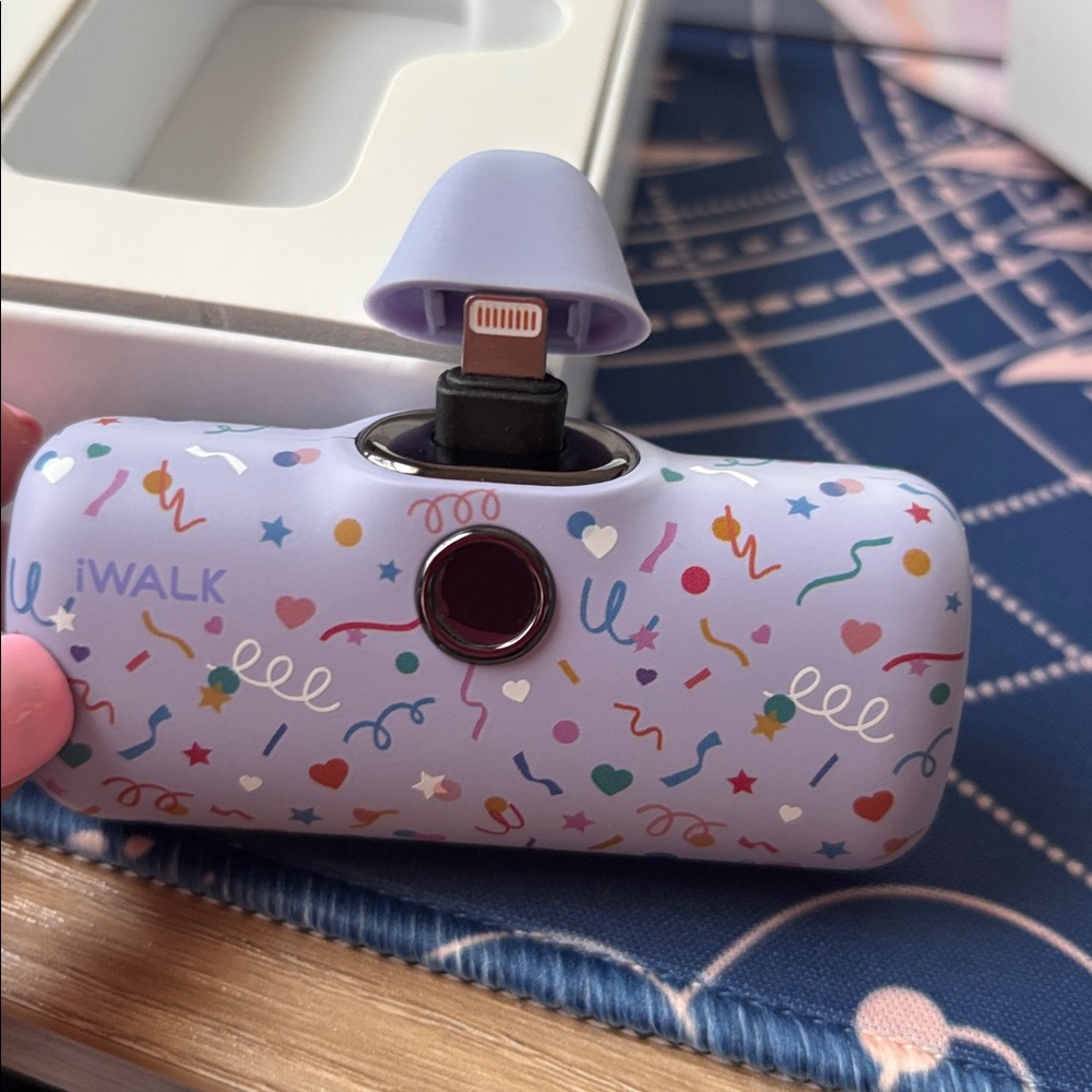 Confetti Design Portable Charger - Purple - Picture 2 of 3